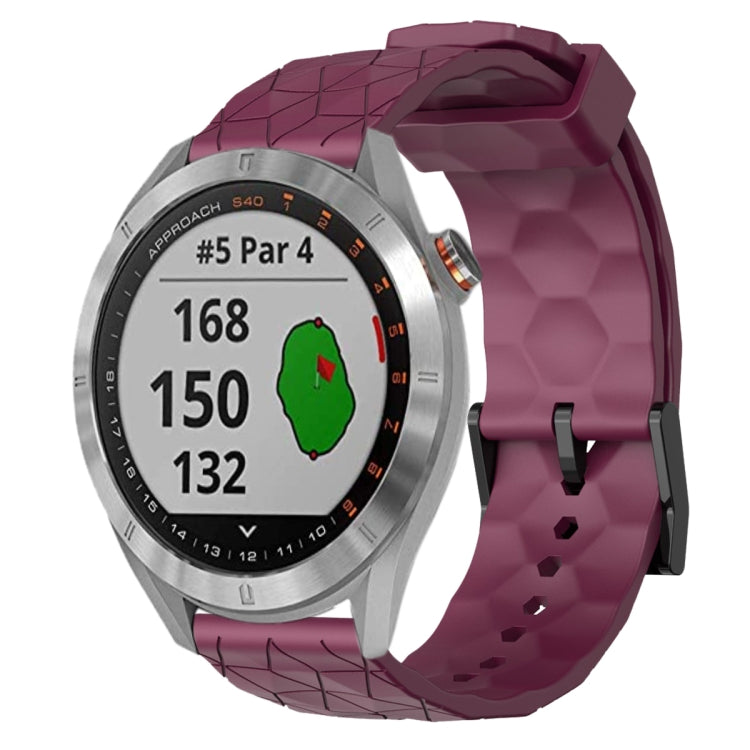 For Garmin Approach S40 20mm Football Pattern Solid Color Silicone Watch Band