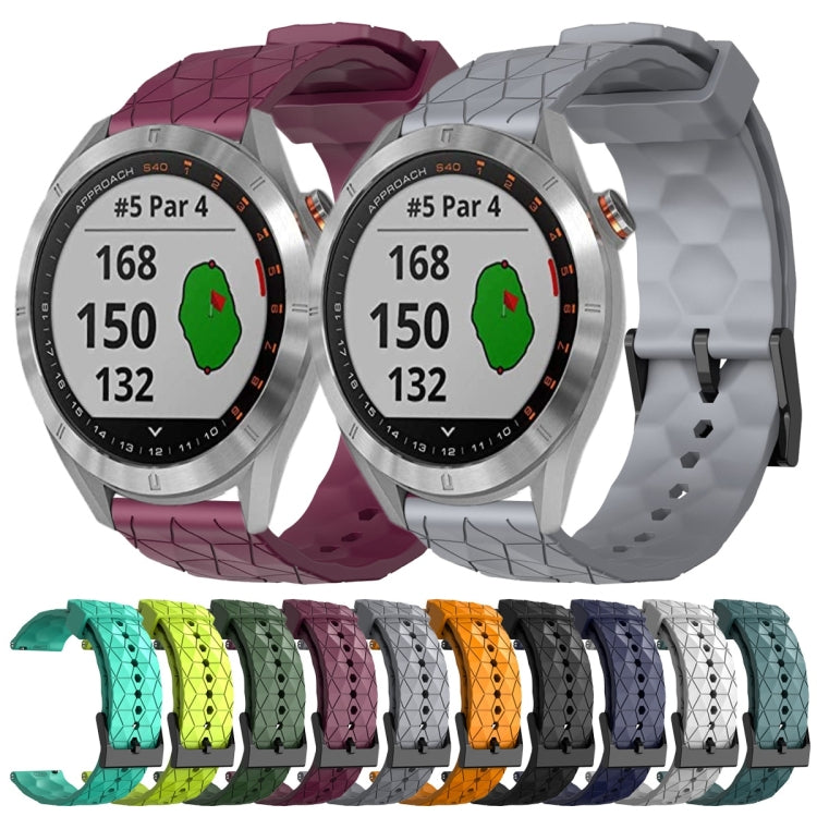 For Garmin Approach S40 20mm Football Pattern Solid Color Silicone Watch Band