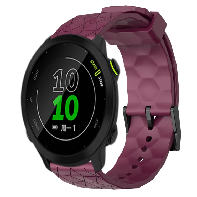 For Garmin Forerunner 158 20mm Football Pattern Solid Color Silicone Watch Band
