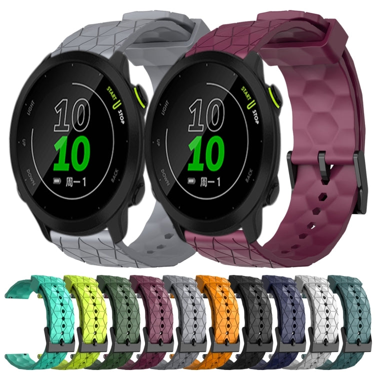 For Garmin Forerunner 158 20mm Football Pattern Solid Color Silicone Watch Band