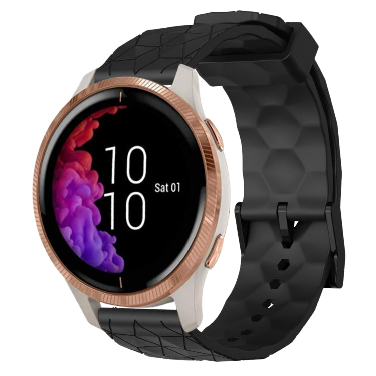 For Garmin Venu 20mm Football Pattern Solid Color Silicone Watch Band