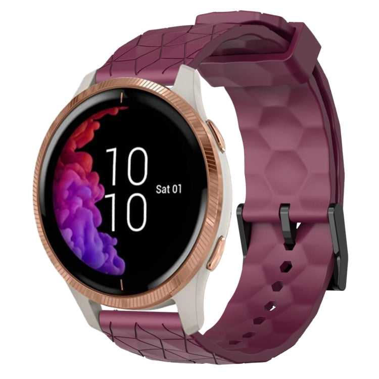 For Garmin Venu 20mm Football Pattern Solid Color Silicone Watch Band