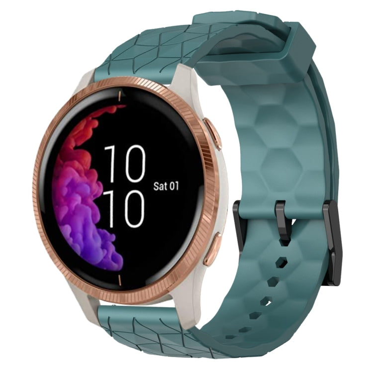 For Garmin Venu 20mm Football Pattern Solid Color Silicone Watch Band