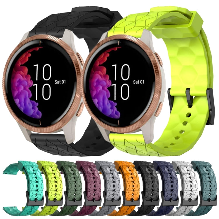 For Garmin Venu 20mm Football Pattern Solid Color Silicone Watch Band
