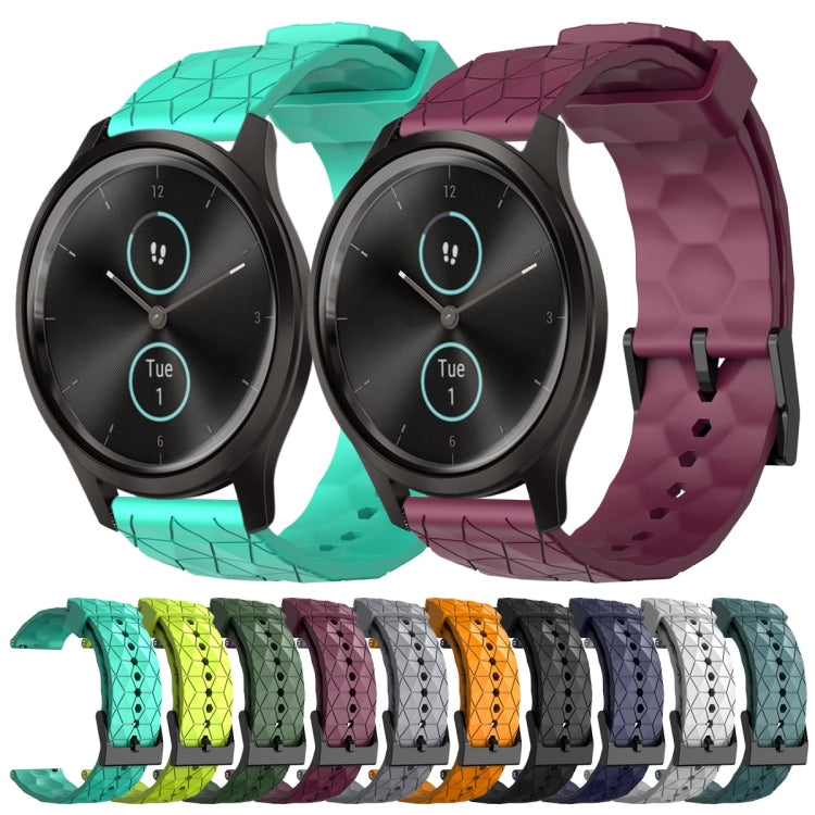 For Garminmove Style 20mm Football Pattern Solid Color Silicone Watch Band