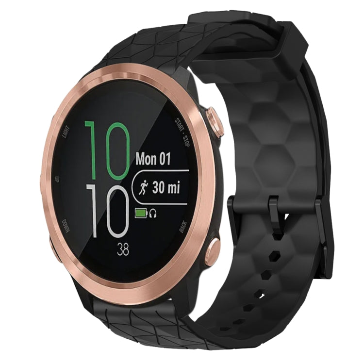 For Garmin Forerunner 645 Music 20mm Football Pattern Solid Color Silicone Watch Band