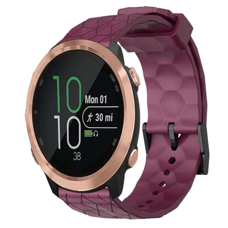 For Garmin Forerunner 645 Music 20mm Football Pattern Solid Color Silicone Watch Band