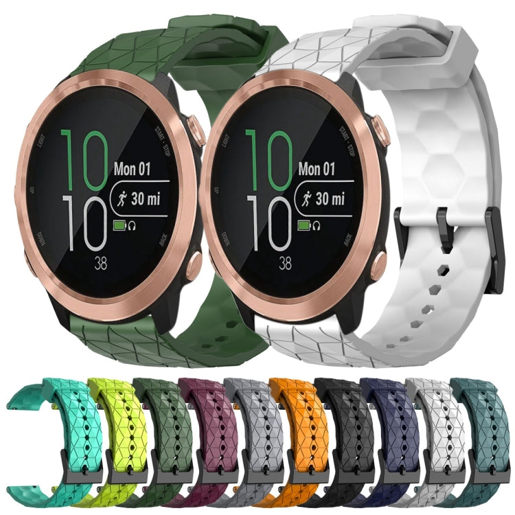 For Garmin Forerunner 645 Music 20mm Football Pattern Solid Color Silicone Watch Band