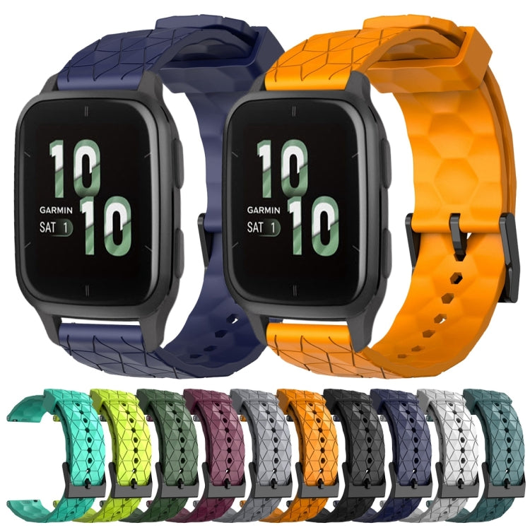 For Garmin Forerunner Sq2 20mm Football Pattern Solid Color Silicone Watch Band