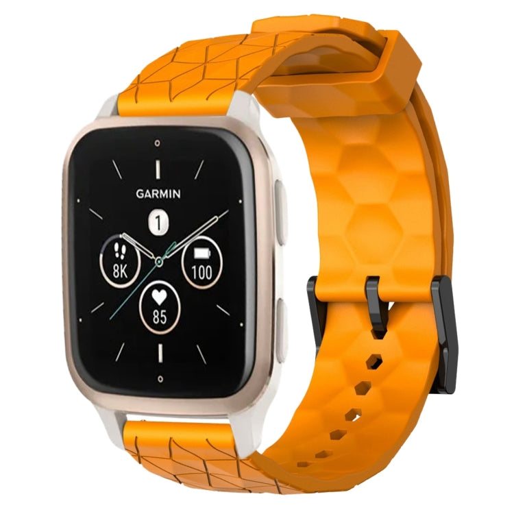 For Garmin Forerunner Sq2 Music 20mm Football Pattern Solid Color Silicone Watch Band