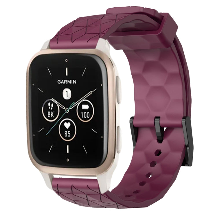 For Garmin Forerunner Sq2 Music 20mm Football Pattern Solid Color Silicone Watch Band