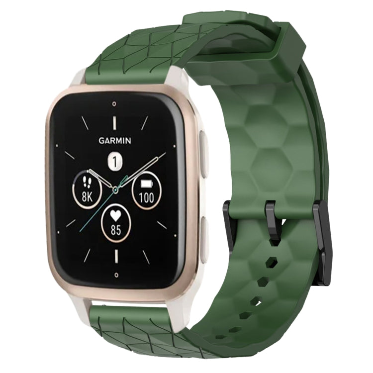 For Garmin Forerunner Sq2 Music 20mm Football Pattern Solid Color Silicone Watch Band