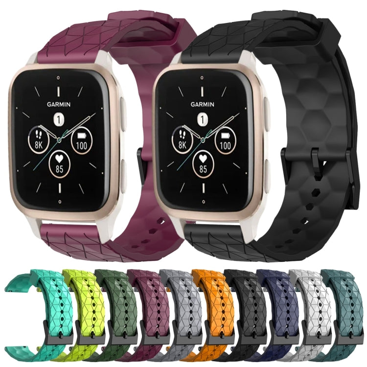 For Garmin Forerunner Sq2 Music 20mm Football Pattern Solid Color Silicone Watch Band