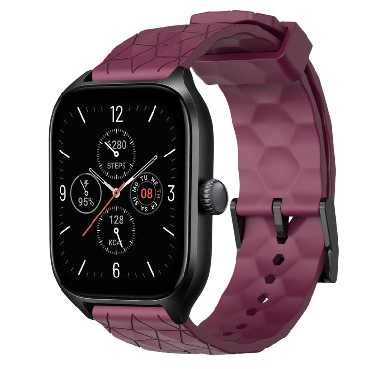 For Amazfit GTS 4 20mm Football Pattern Solid Color Silicone Watch Band