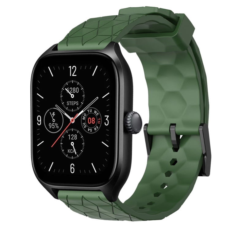 For Amazfit GTS 4 20mm Football Pattern Solid Color Silicone Watch Band