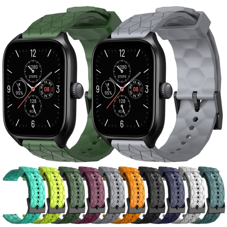 For Amazfit GTS 4 20mm Football Pattern Solid Color Silicone Watch Band
