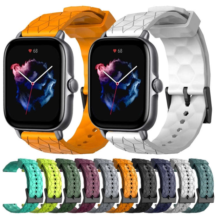 For Amazfit GTS 3 20mm Football Pattern Solid Color Silicone Watch Band