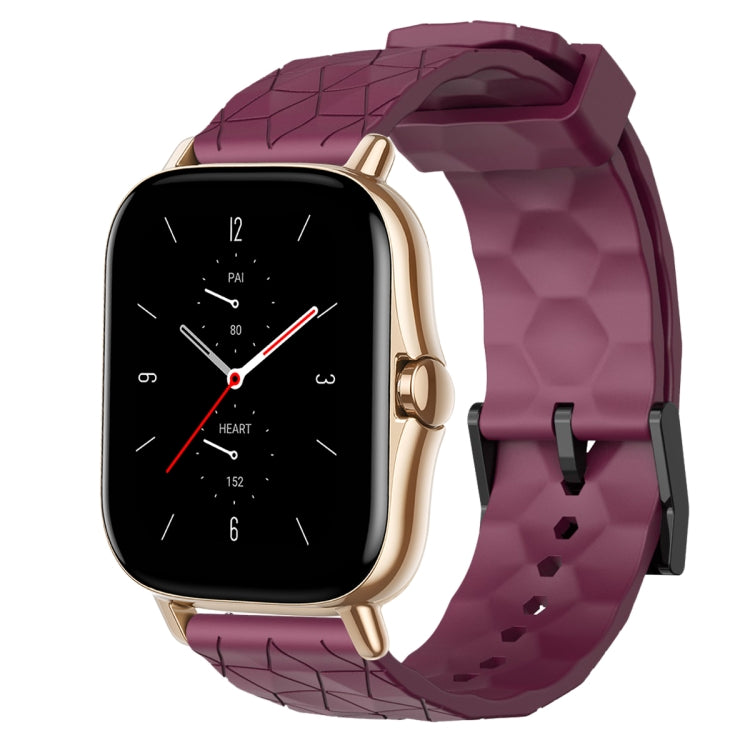 For Amazfit GTS 2 20mm Football Pattern Solid Color Silicone Watch Band