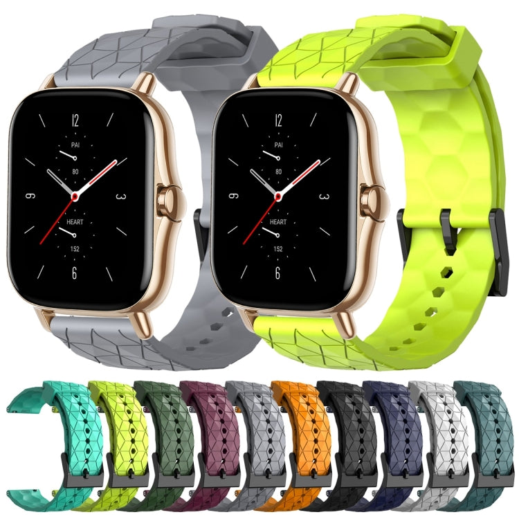 For Amazfit GTS 2 20mm Football Pattern Solid Color Silicone Watch Band