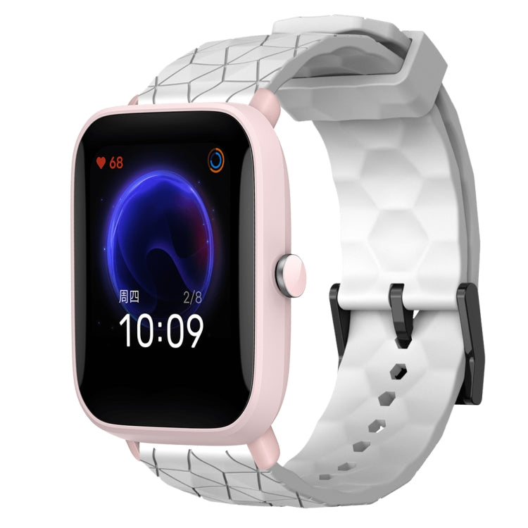 For Amazfit Pop Pro 20mm Football Pattern Solid Color Silicone Watch Band