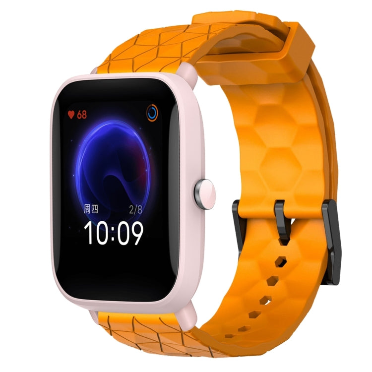 For Amazfit Pop Pro 20mm Football Pattern Solid Color Silicone Watch Band