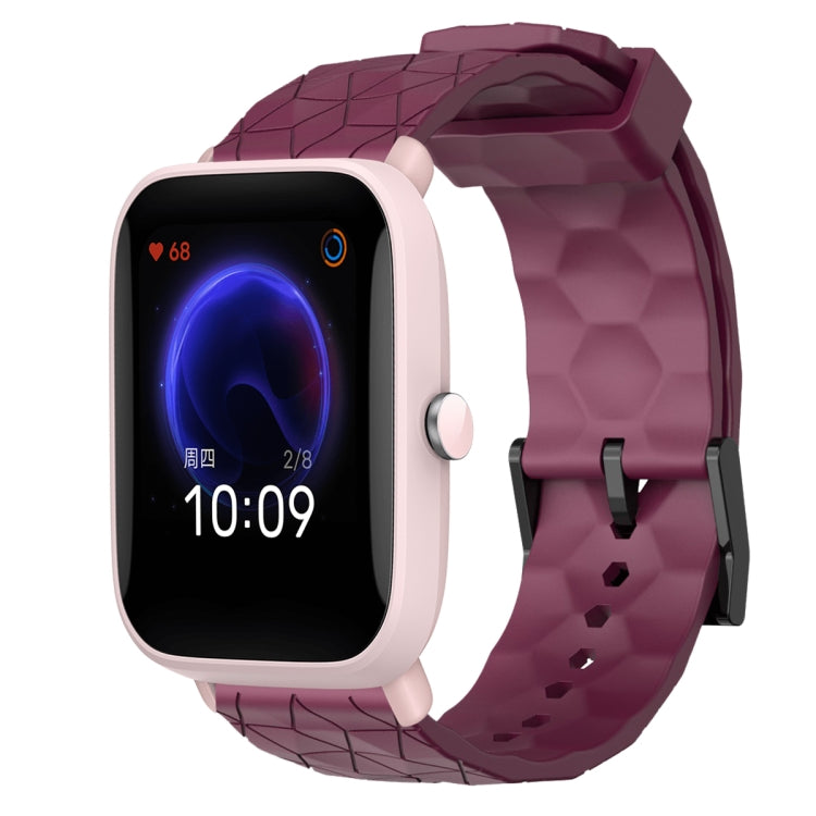 For Amazfit Pop Pro 20mm Football Pattern Solid Color Silicone Watch Band