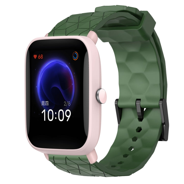 For Amazfit Pop Pro 20mm Football Pattern Solid Color Silicone Watch Band