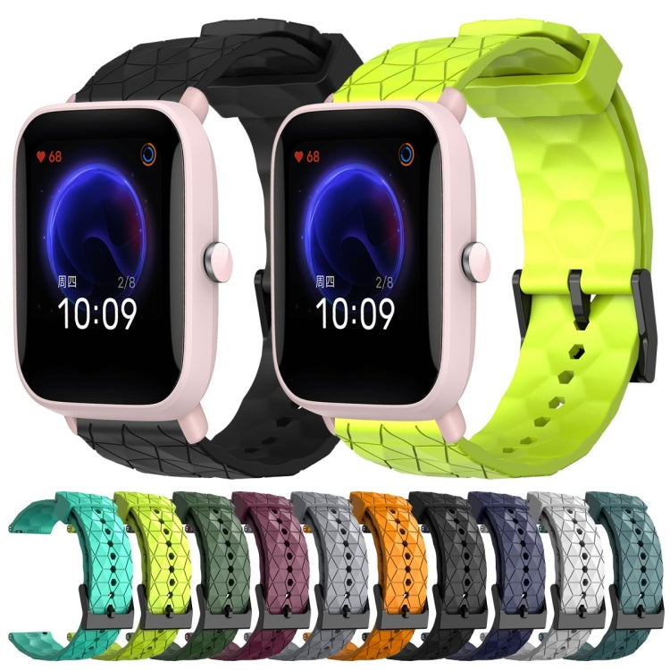 For Amazfit Pop Pro 20mm Football Pattern Solid Color Silicone Watch Band