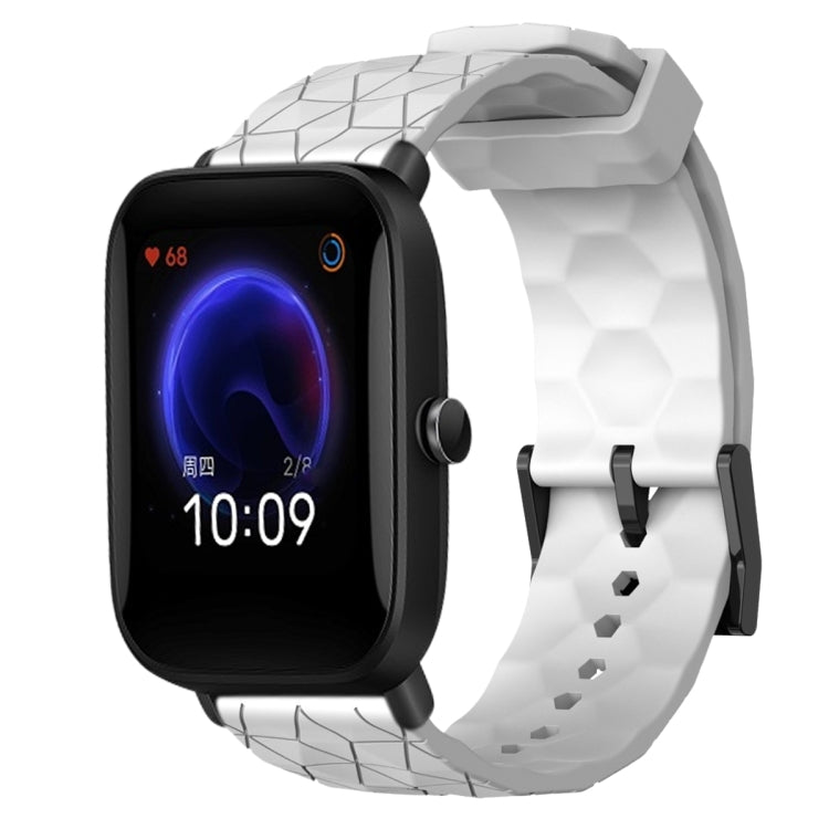 For Amazfit Pop 20mm Football Pattern Solid Color Silicone Watch Band
