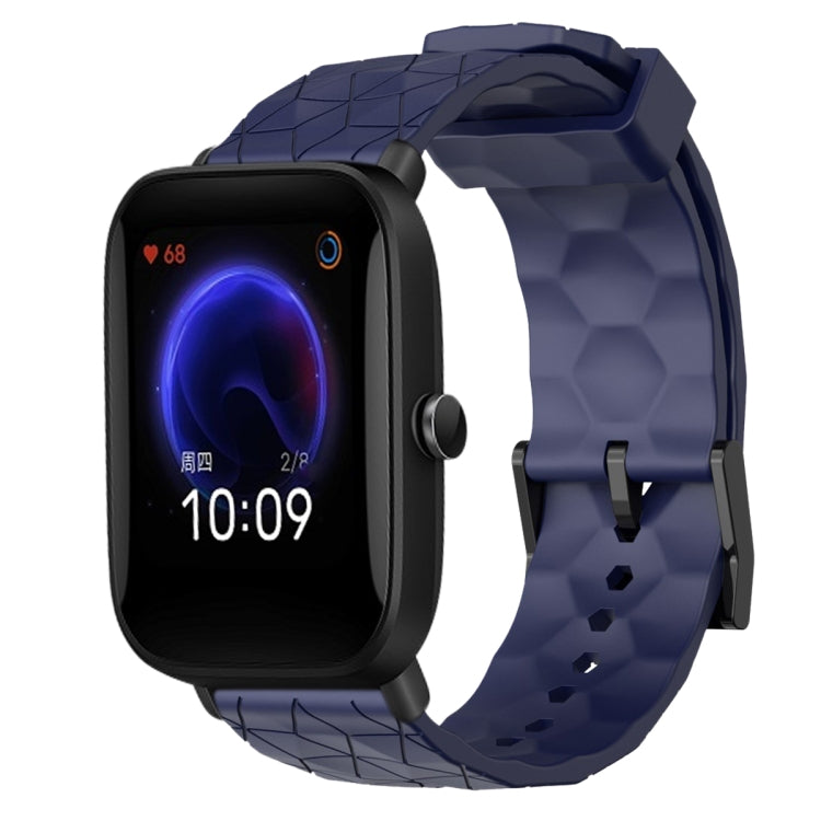 For Amazfit Pop 20mm Football Pattern Solid Color Silicone Watch Band