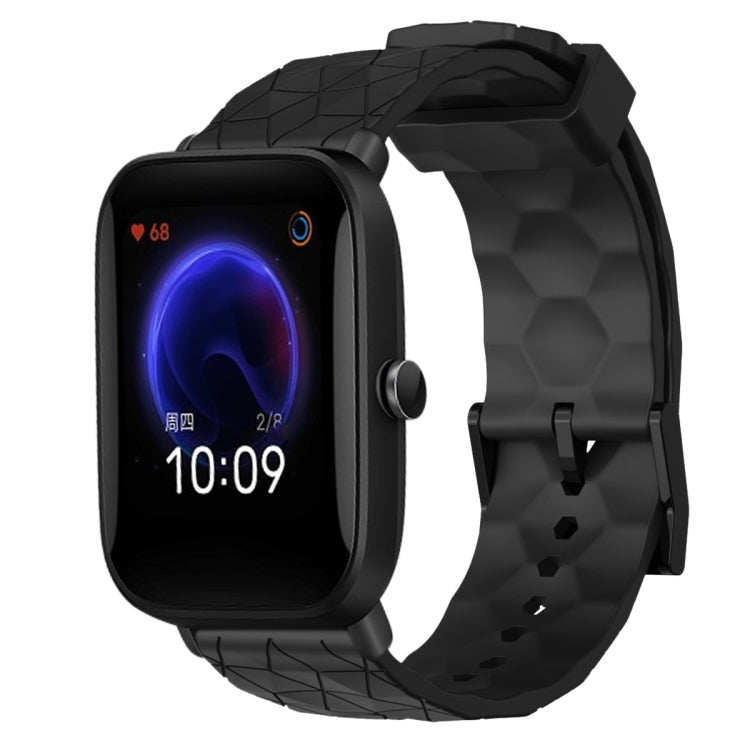 For Amazfit Pop 20mm Football Pattern Solid Color Silicone Watch Band