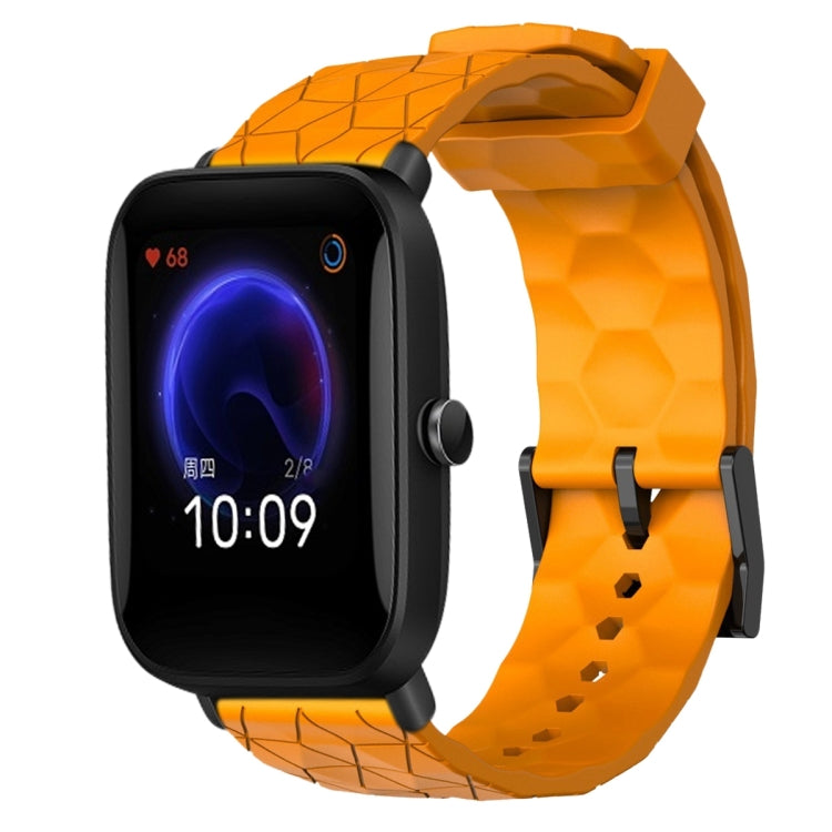 For Amazfit Pop 20mm Football Pattern Solid Color Silicone Watch Band