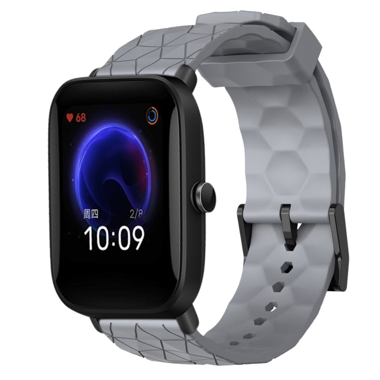 For Amazfit Pop 20mm Football Pattern Solid Color Silicone Watch Band