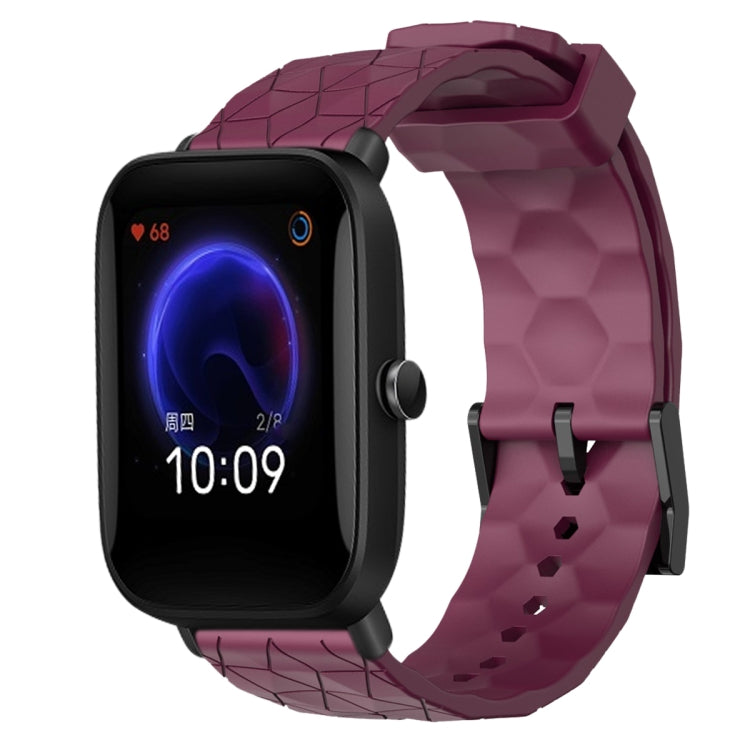 For Amazfit Pop 20mm Football Pattern Solid Color Silicone Watch Band