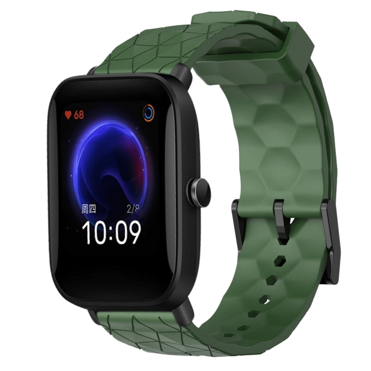 For Amazfit Pop 20mm Football Pattern Solid Color Silicone Watch Band