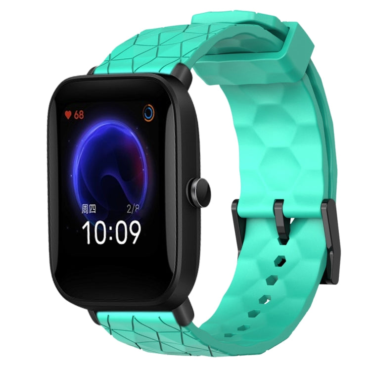 For Amazfit Pop 20mm Football Pattern Solid Color Silicone Watch Band
