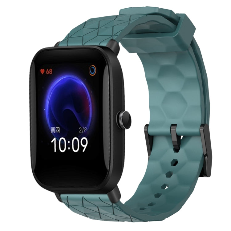 For Amazfit Pop 20mm Football Pattern Solid Color Silicone Watch Band
