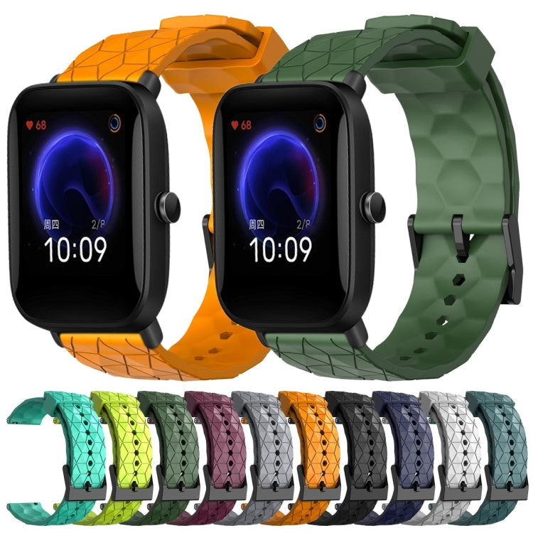 For Amazfit Pop 20mm Football Pattern Solid Color Silicone Watch Band