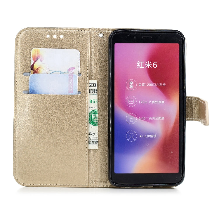 Plum Blossom Pattern Diamond Encrusted Leather Case for Xiaomi Redmi 6 ,with Holder & Card Slots