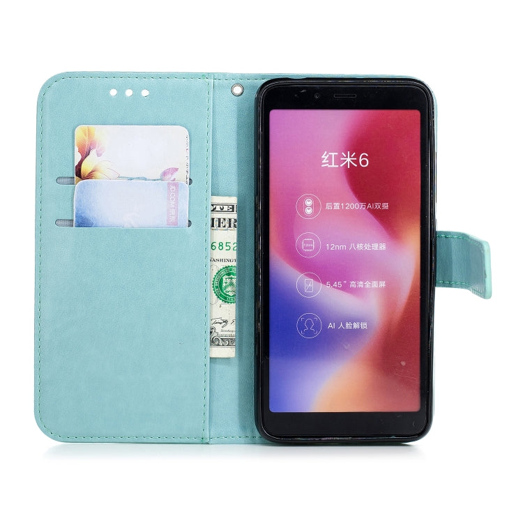 Plum Blossom Pattern Diamond Encrusted Leather Case for Xiaomi Redmi 6 ,with Holder & Card Slots