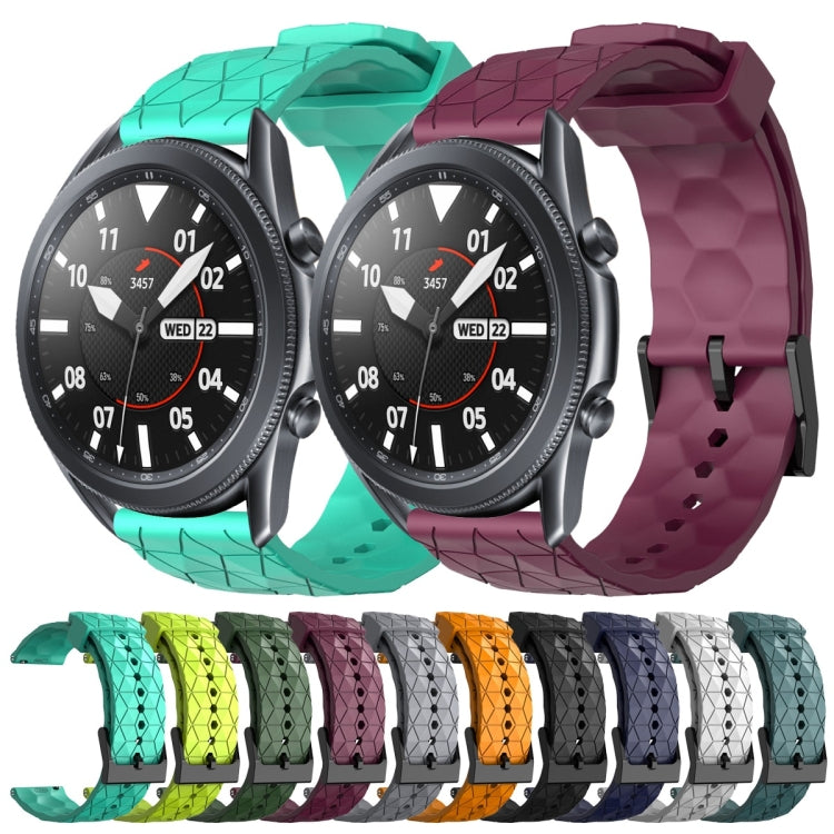 For Samsung Galaxy Watch3 45mm 22mm Football Pattern Solid Color Silicone Watch Band