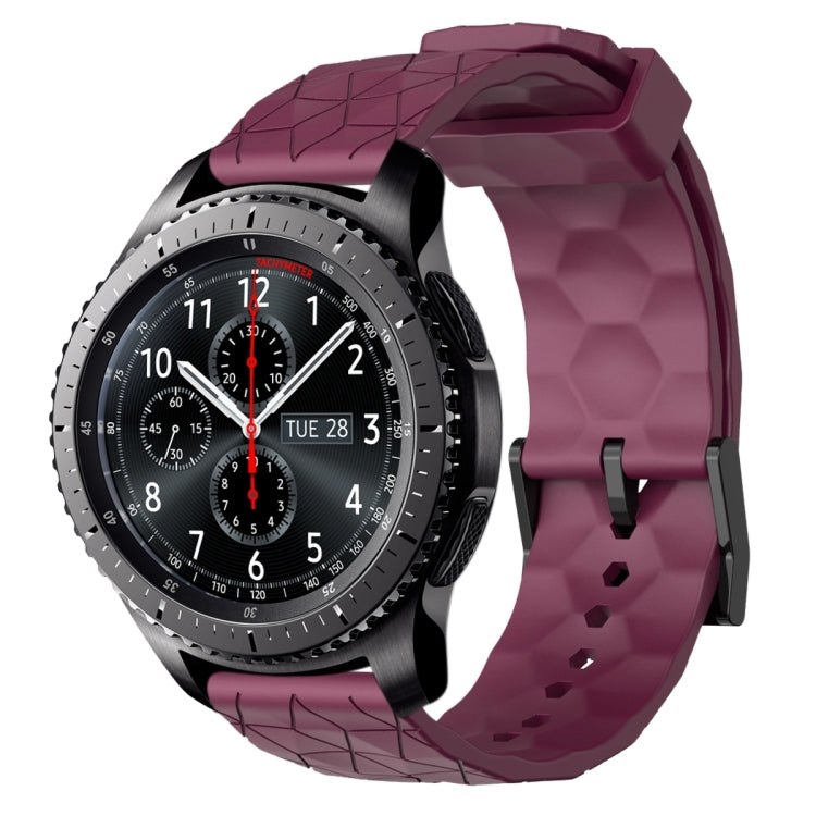 For Samsung Gear S3 Frontier 22mm Football Pattern Solid Color Silicone Watch Band