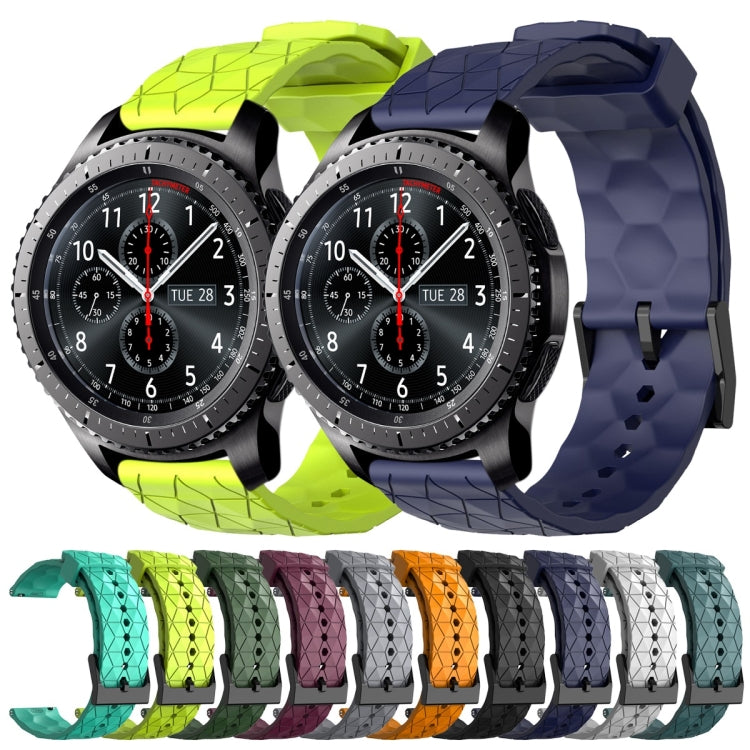For Samsung Gear S3 Frontier 22mm Football Pattern Solid Color Silicone Watch Band