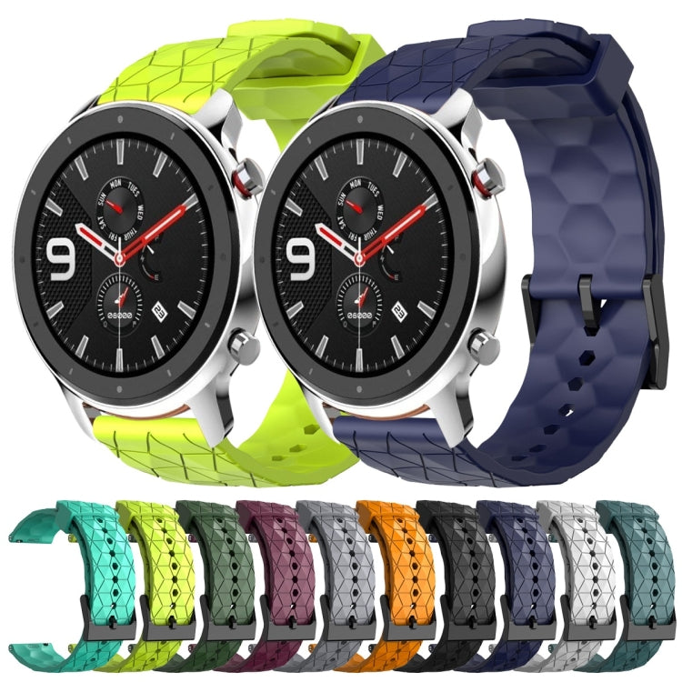 For Amazfit GTR 4 22mm Football Pattern Solid Color Silicone Watch Band