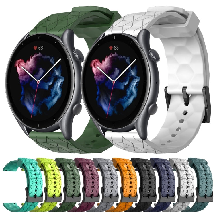 For Amazfit GTR 3 22mm Football Pattern Solid Color Silicone Watch Band
