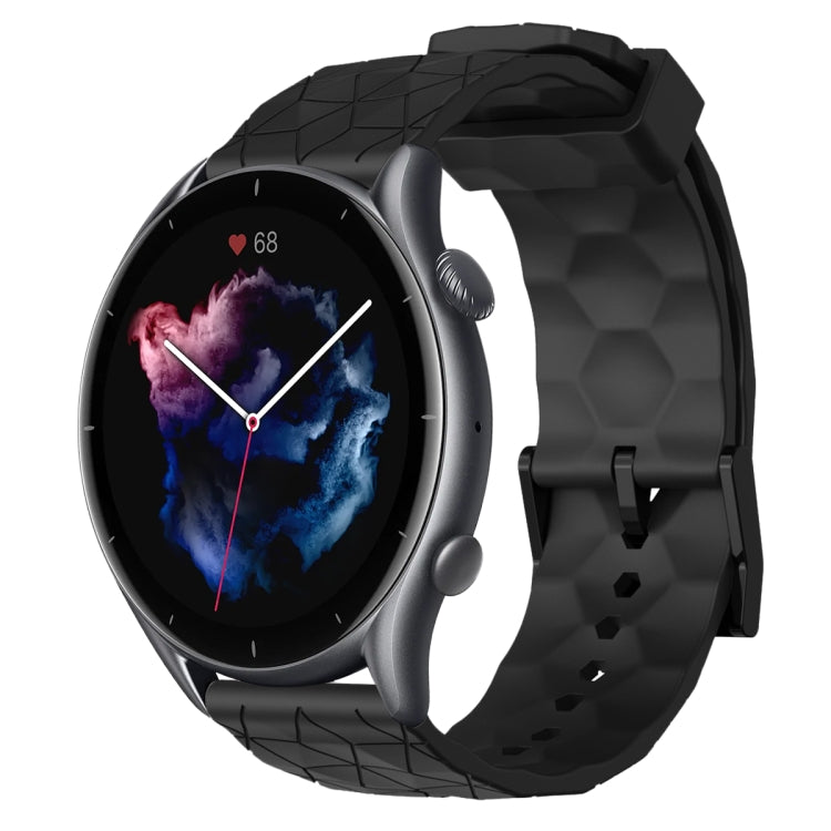 For Amazfit GTR 3 Pro 22mm Football Pattern Solid Color Silicone Watch Band