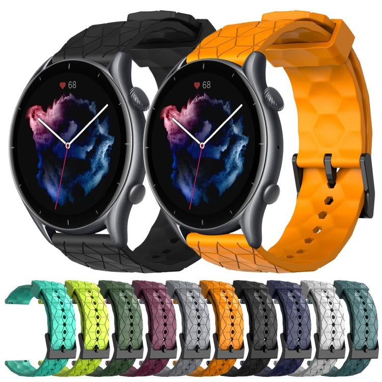 For Amazfit GTR 3 Pro 22mm Football Pattern Solid Color Silicone Watch Band
