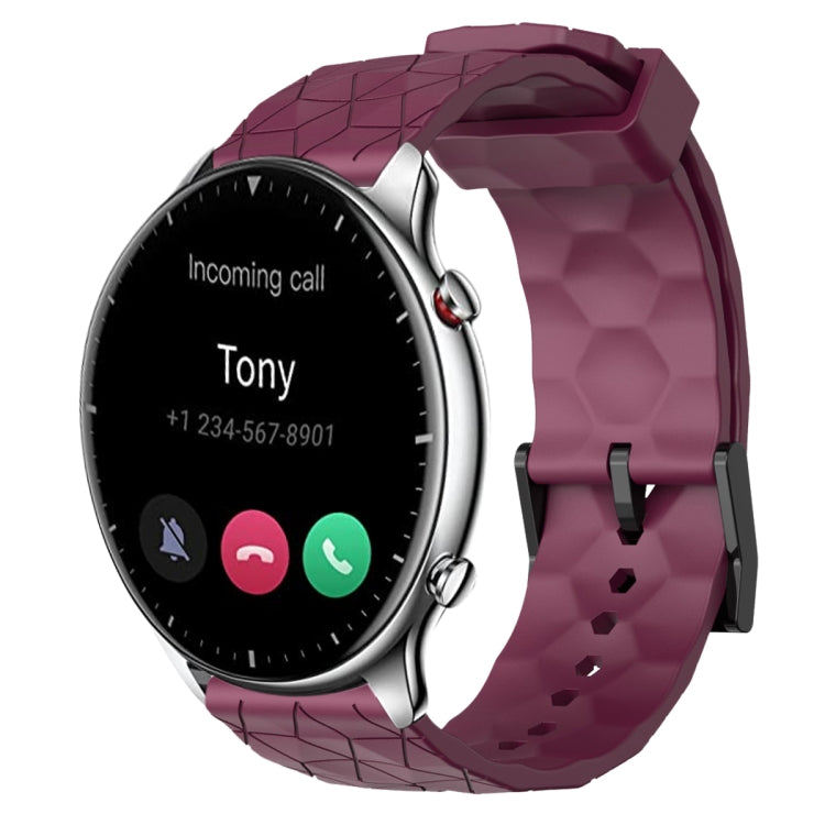 For Amazfit GTR 2 22mm Football Pattern Solid Color Silicone Watch Band