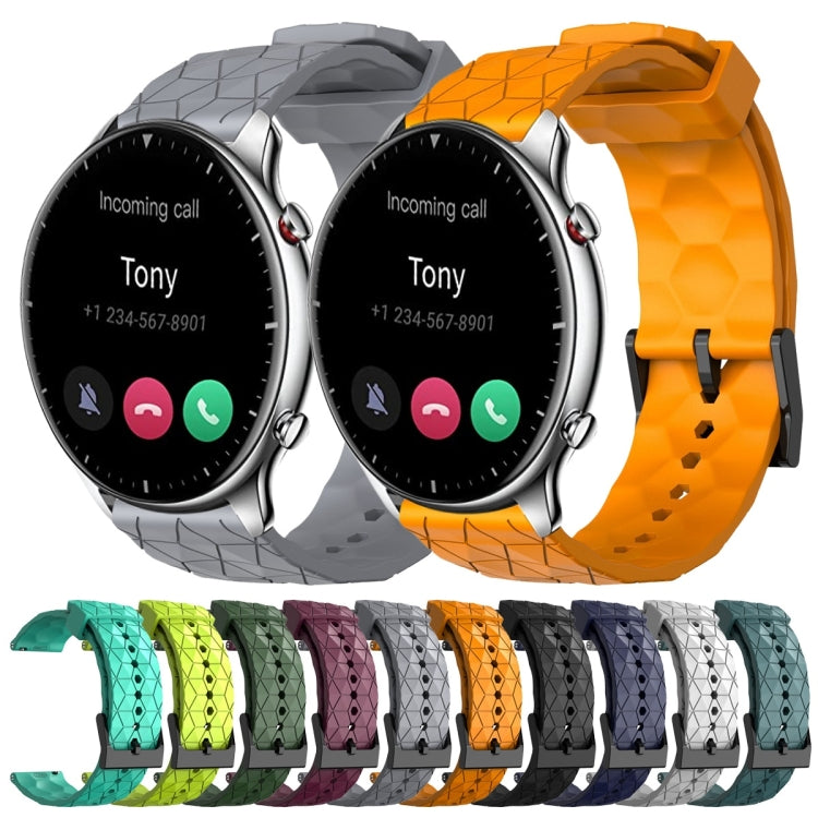 For Amazfit GTR 2 22mm Football Pattern Solid Color Silicone Watch Band