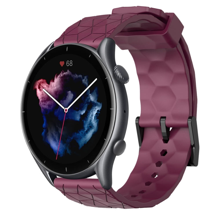 For Amazfit 3 22mm Football Pattern Solid Color Silicone Watch Band
